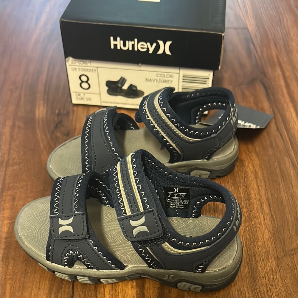 Hurley Kids Navy and Gray Sandals